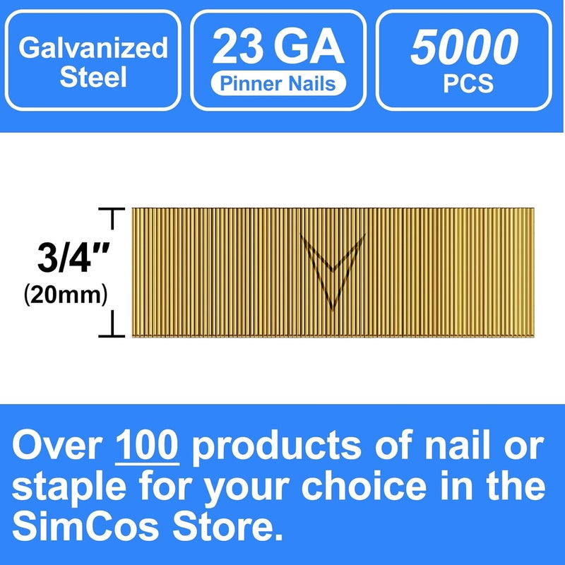 SimCos 23 Gauge Pinner Nails 1/2"~1-3/8" Headless Pin Nails for 23 GA Pneumatic or Electric Pinner or pin Gun (3/4"-5000 pcs) - Image 2